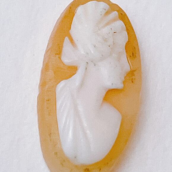 VTG 30s - 40s Shell Cameo Cabochon Hand Carved Portrait Jewelry Making Component - Picture 6 of 11